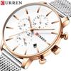 Men's Watch Fashion Sports Business Mesh Band Stainless Steel Waterproof Multi-function Chronograph Date Quartz Wristwatches 8339