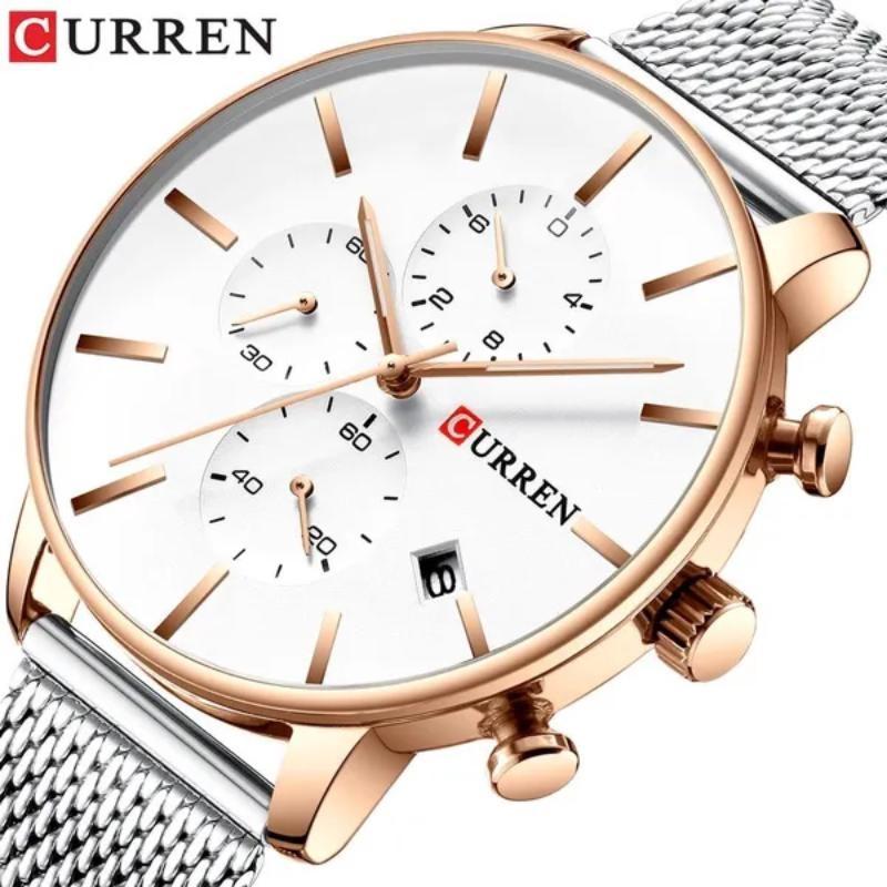 CURREN 8339 Кварцевые часы с сетчатым ремешком и календарем, многофункциональные деловые мужские часы с шестью контактами