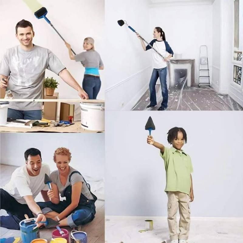 Основная круглая валиковая кисть для гладкого нанесения краски при ремонте дома с удлиненной ручкой