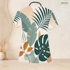 Women Plus Size Tropical Floral Printed Scrub Top Keyhole Neck Short Sleeve Front Pockets