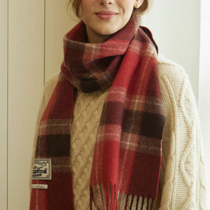 Шарф NONLOCAL Holiday Check Blend - Красная клетка