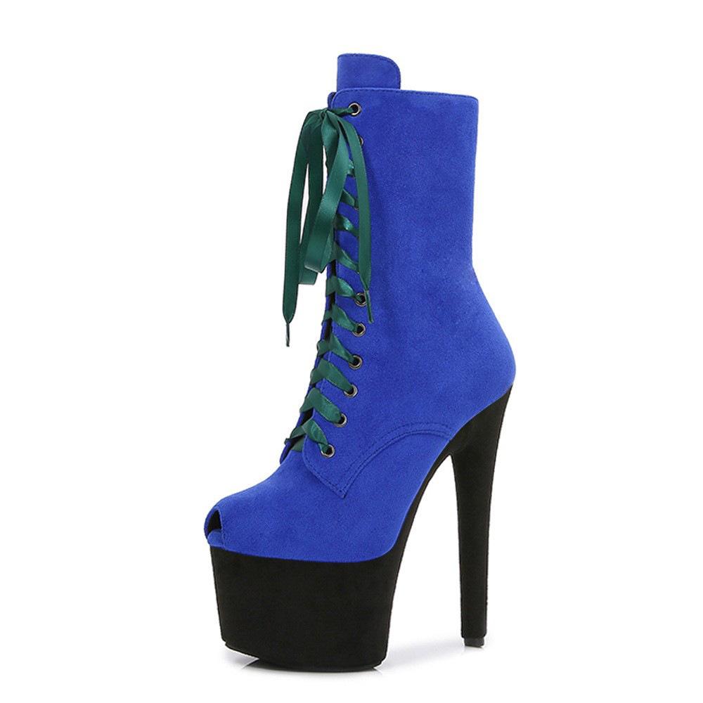 Сексуальные супервысокие сапоги 17 см с открытым носком, для танцев на пилоне, на высоком каблуке, для ночного клуба, модель подиумной обуви на платформе