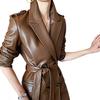 NOORA Women'S Real Lambskin Leather Jacket, Trench Coats ,Belt Fashion, Streetwear Long Styles,Business Meeting Cout,Best Birthday Gift FOr Her