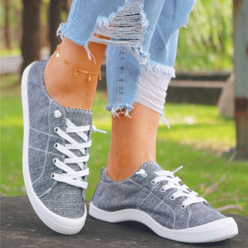Lightweight and Comfortable Women's Casual Round Toe Solid Color Fabric Upper TPR Sole Outdoor Work Shoes, All-Season | Hand Wash or Professional Dry