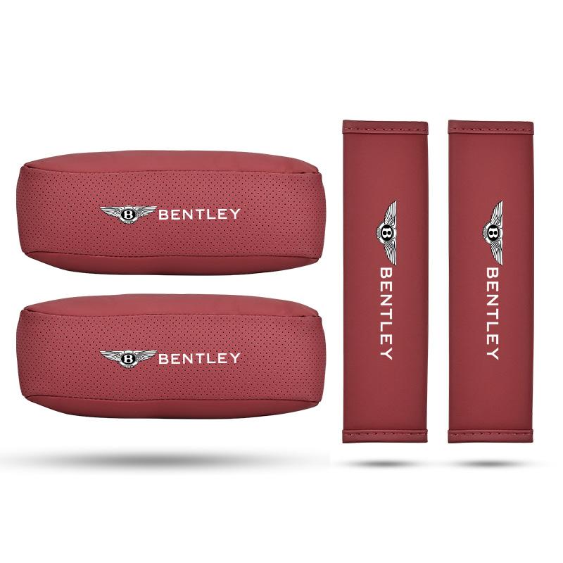 Premium Car Headrest Neck Pillow Seat Safety Belt Cover For New Bentley Flying Spur Continental GT Bentayga Mulsanne Accessories XQ0