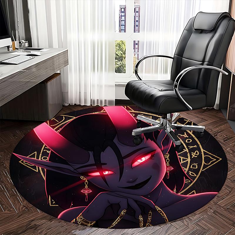 Ethereal Red Eyed Demon Chair Mat Round Carpet for Home Decor, Office, Living Room, Bedroom Gift0154b