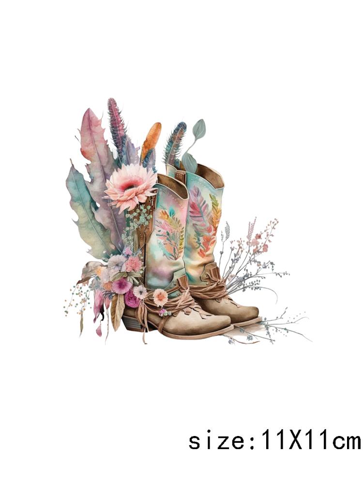 LETOP 1PCS Colorful Flower Cowboy Boot Moon Hat Tumblers Waterproof UV for DTF Cup Wrap Transfers Transfer Printing