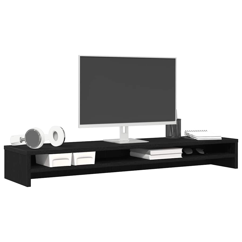 Monitor Stand in Black Oak Finish 100 x 24 x 13 cm Engineered Wood