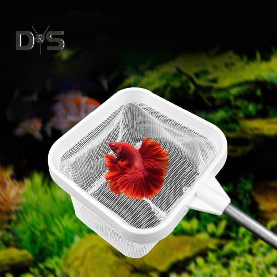 Сачок для аквариума с телескопической ручкой из нержавеющей стали, более глубокая сетка, квадратная сетка для аквариума, для креветок, остатков корма для мальков рыб