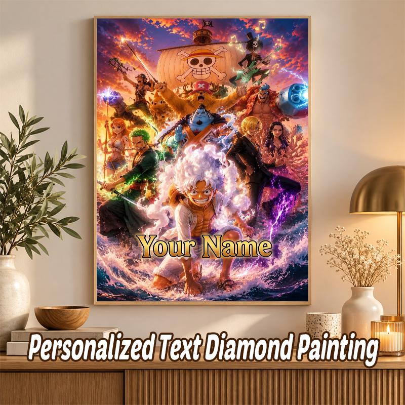 One Piece Custom Name Text 5D Diamond Painting Kit DIY Full Drill Diamond Art Decoration