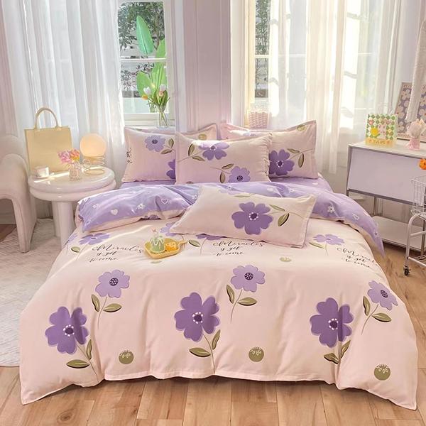 WTEMPO Комплект постельного белья Four Seasons из смеси хлопка, благоприятной для кожи, из четырех частей, простыни с принтом, комплект стеганого одеяла для дома, двуспальный комплект постельного белья