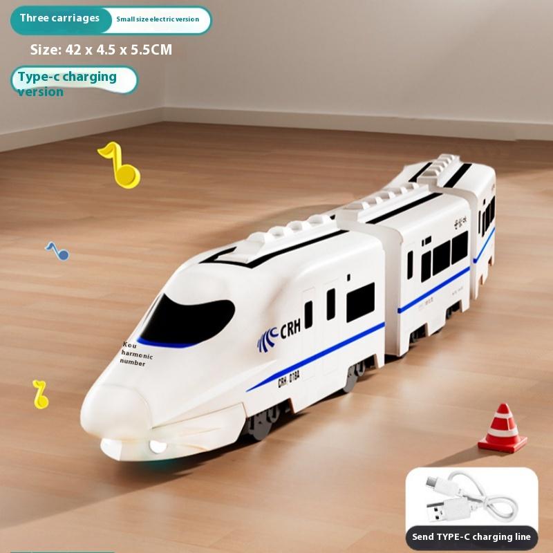 Универсальный дорожный маленький поезд, электрическая скоростная железная дорога, игрушечный поезд Harmony, детский ранний образовательный музыкальный игрушечный поезд со светящейся подсветкой