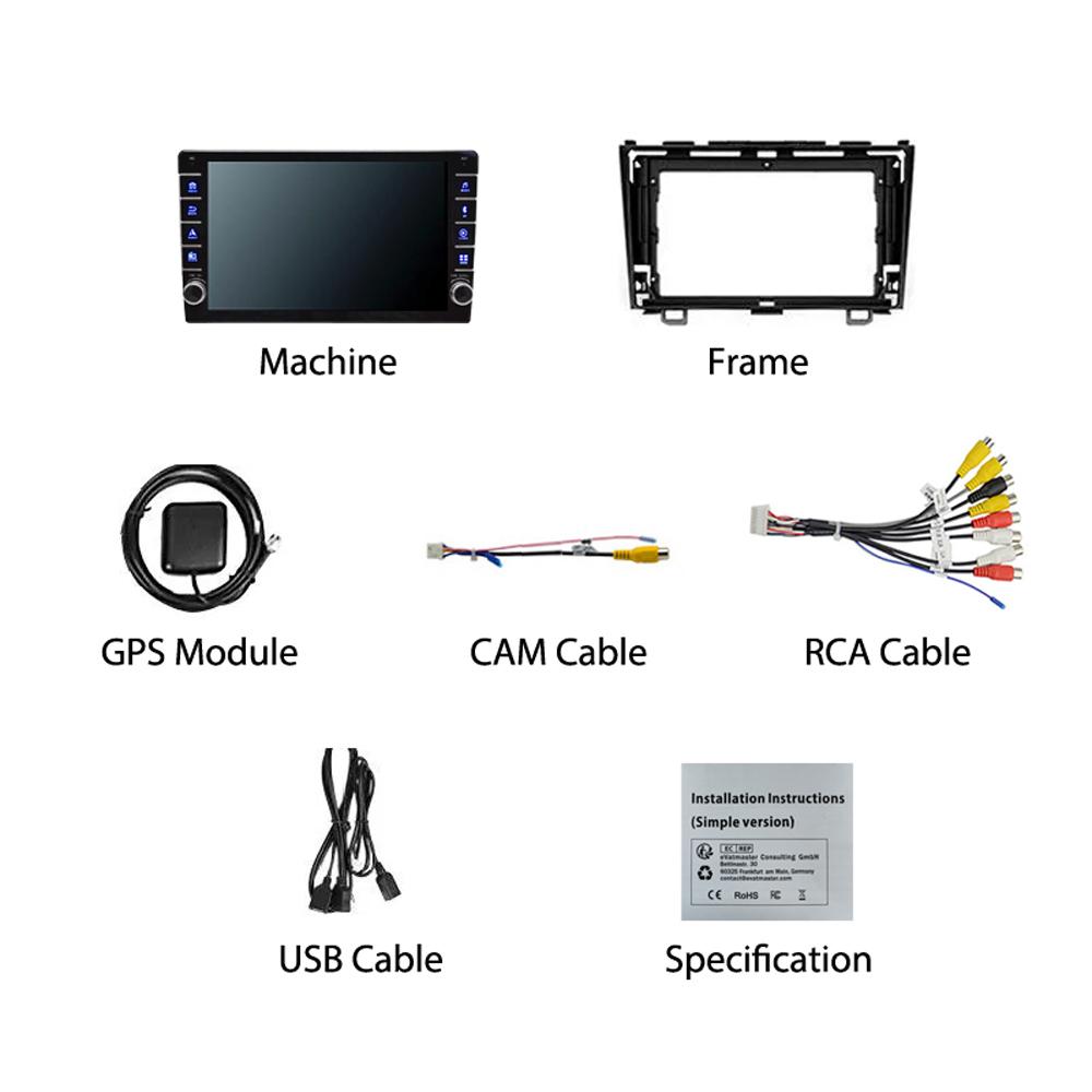 WIFI Android 2 Din Авторадио Мультимедийный плеер для Honda CRV CR-V 2006-2011 с кнопкой GPS 1 + 16 ГБ