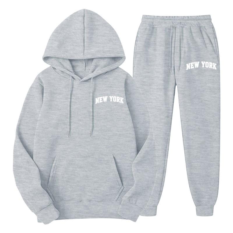 Mens Tracksuit Hooded Zip Sweatshirt Set Casual Sportswear 2 Piece Outfit