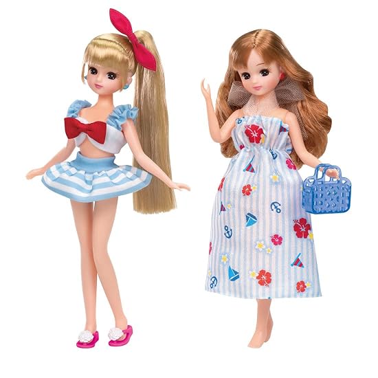 TAKARA TOMY Licca-chan Dress LW-13 Marine Dress & Sailor Swimsuit Set, Dress-up Play, Pretend Play T