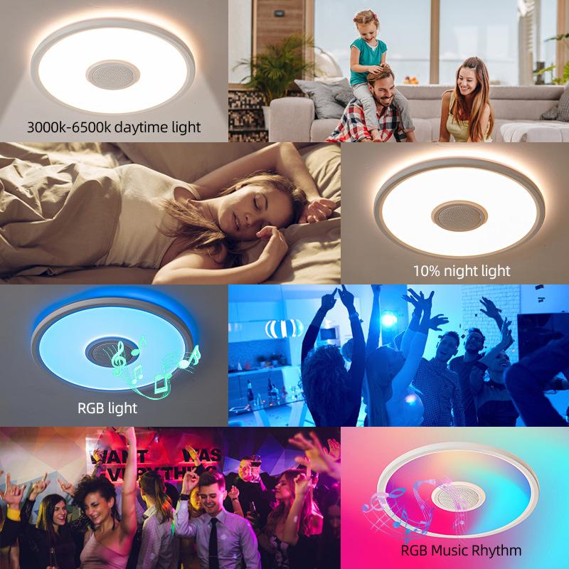 RGB Bluetooth Music Ceiling Light Мобильное приложение Smart Led Гостиная Спальня Красочный окружающий свет