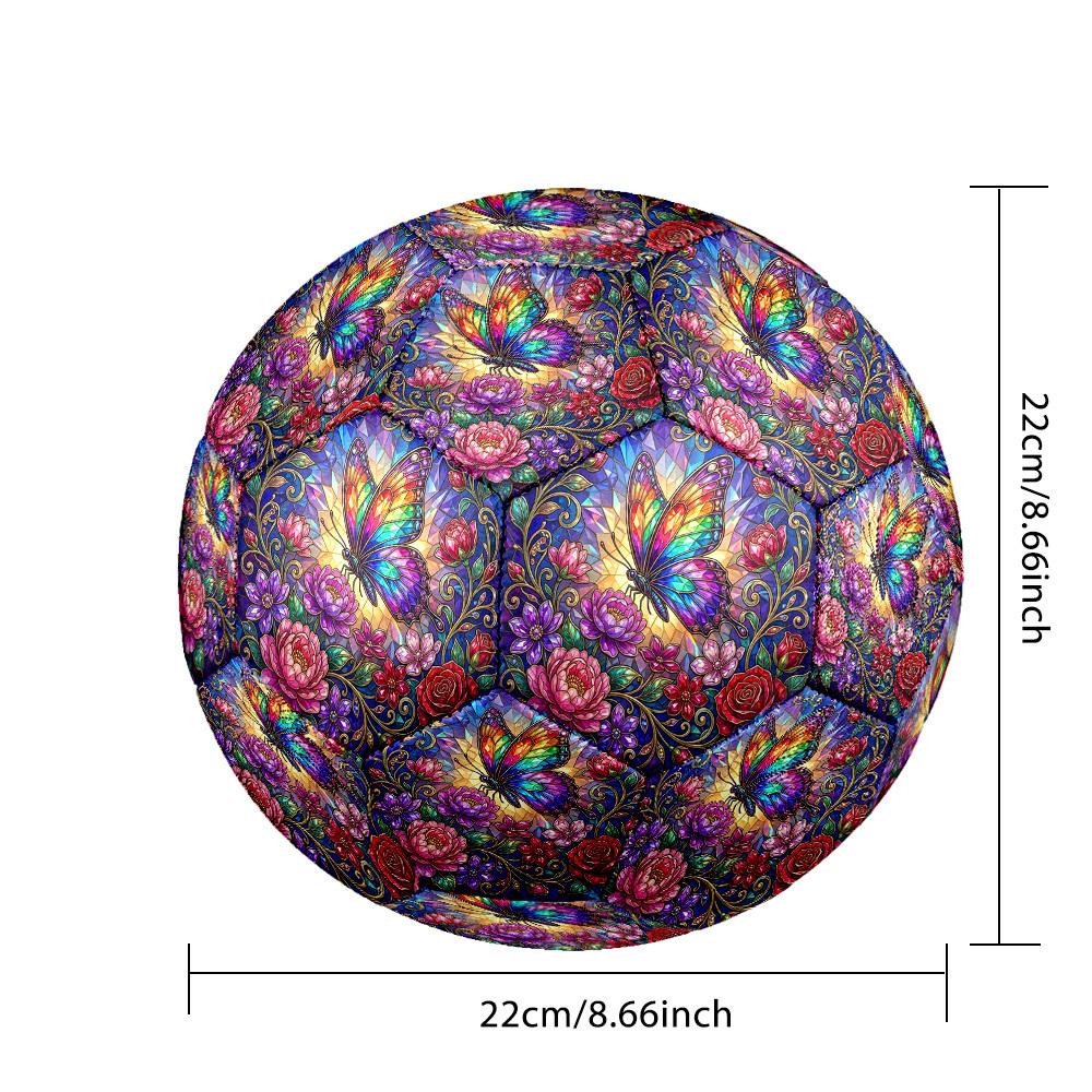 1pc Glass Butterfly Theme Soccer Ball Football, Size 5, Lightweight PVC, Outdoor Training Soccer Ball,Sports Gift t61439