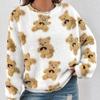 Women's Sweater Autumn and Winter Bear Print Large Size Loose Long-sleeved Top Medium and Long