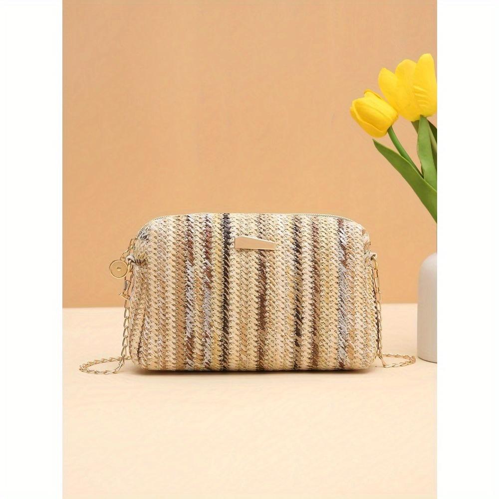 Girlish Color Straw Shoulder Bag Multifunctional, Portable and Perfect As a Women's Camera or Cosmetics Bag