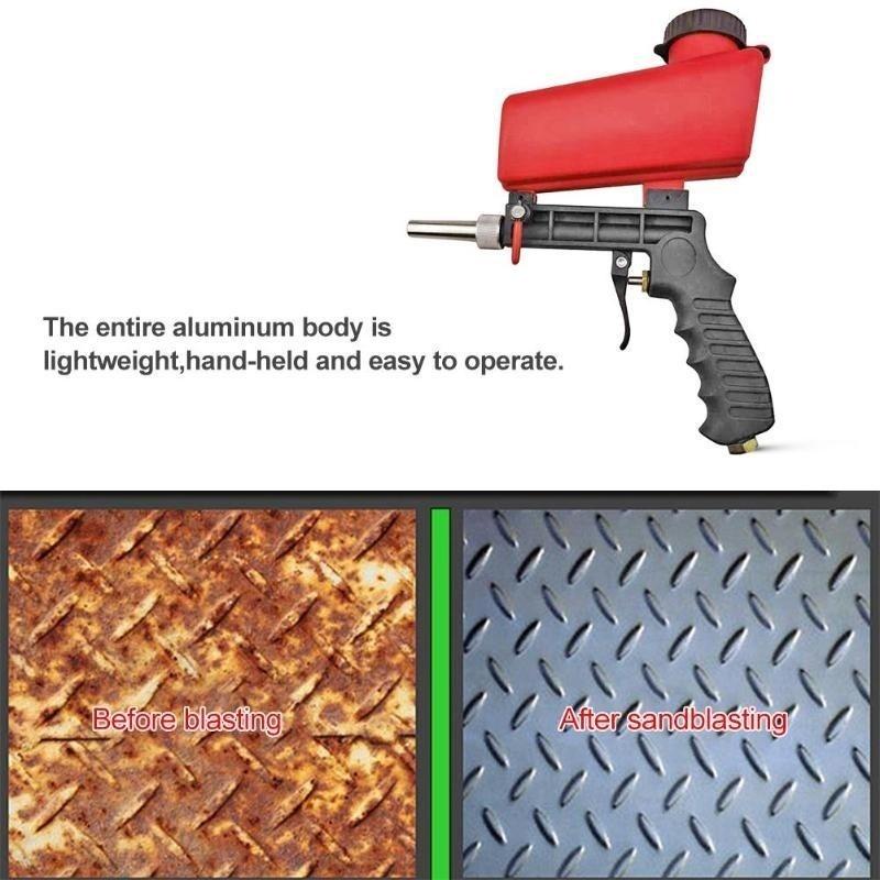 Портативный гравитационный пескоструйный пистолет 90 фунтов на квадратный дюйм, алюминиевый пневматический пескоструйный пистолет, пистолет-распылитель для удаления песка, пескоструйная машина
