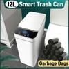 12L Smart Trash Can Automatic Touchless Garbage Can Kitchen Bedroom Trash Bin Toilet Smart Garbage Bucket Space-Saving Waterproo