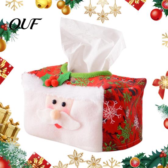 Decorative Tissue Case Christmas Box Cover, Santa Face Holiday Napkin Dispenser Sleeve, Non-Woven Fabric Holder for Home Office Party, Festive