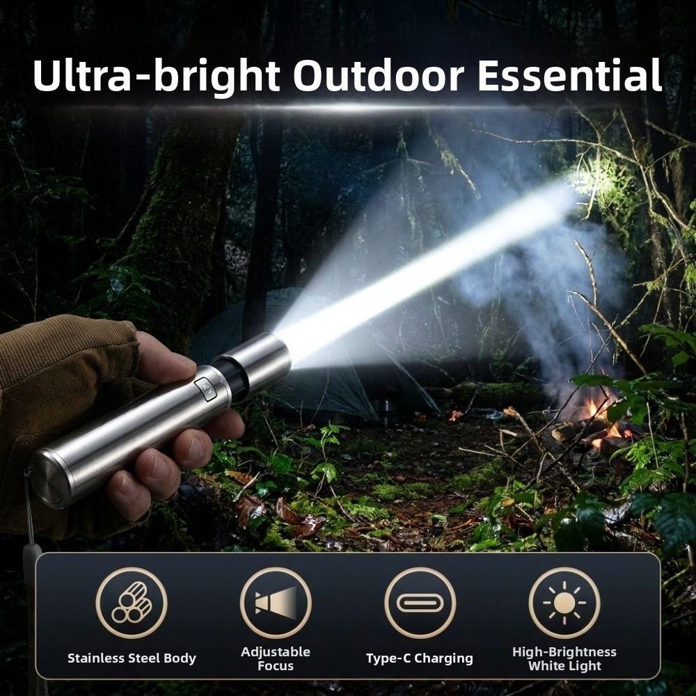 Rechargeable Telescopic Zoom Flashlight Super Bright White Laser Flashlight Long Range