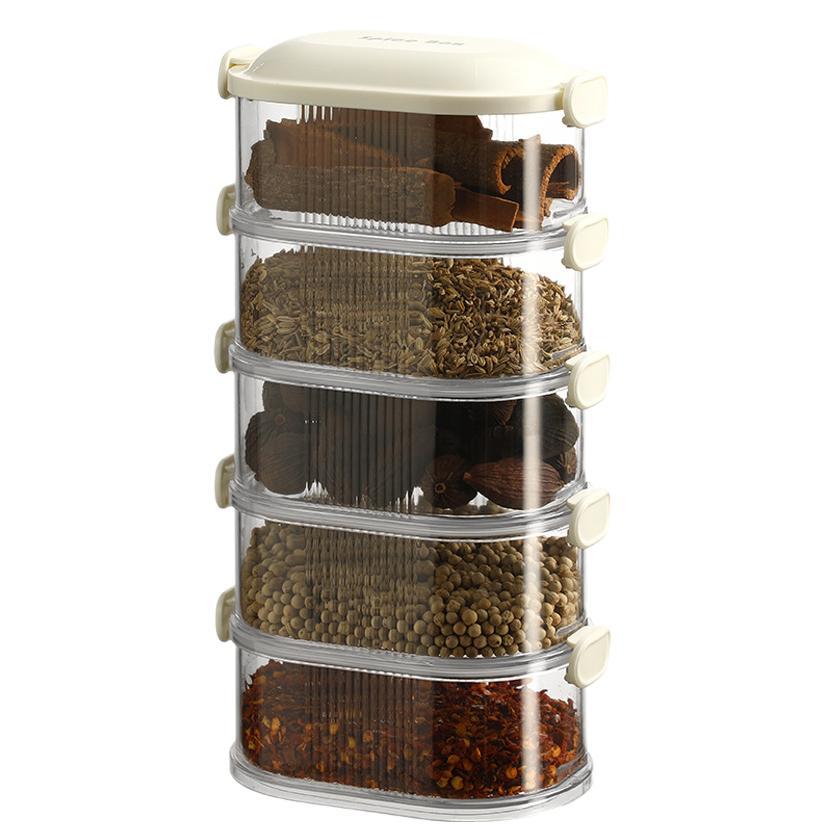 1/2/3/4 Layer Spice Vegetable Storage Box Refrigerator Crisper Camping Lunch Box Food Grade Grid Box Home Kitchen Peppercorn
