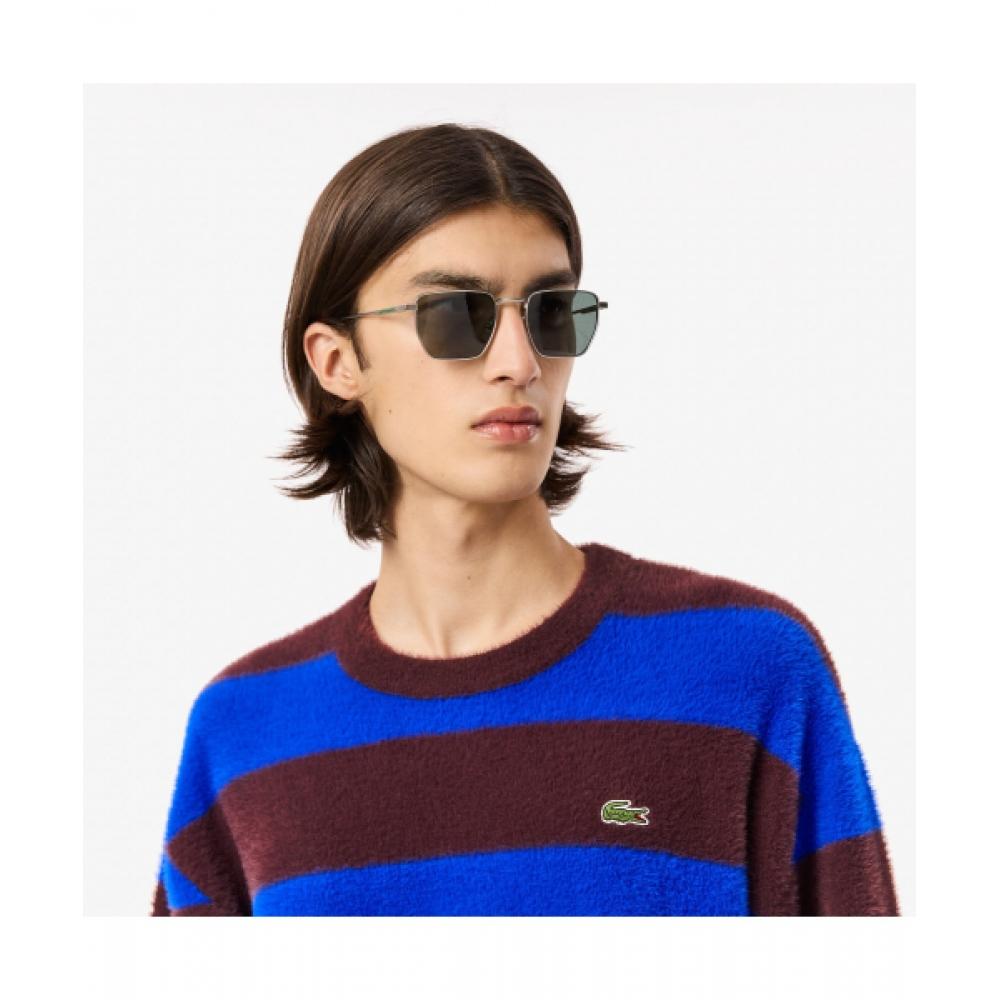 Lacoste Мужской свитер в полоску с двойной лицевой стороной [сине-коричневый]