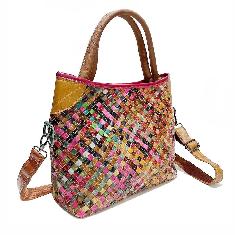 Винтажная кожаная женская сумка, ручная работа, цветная кожаная сумка-мессенджер