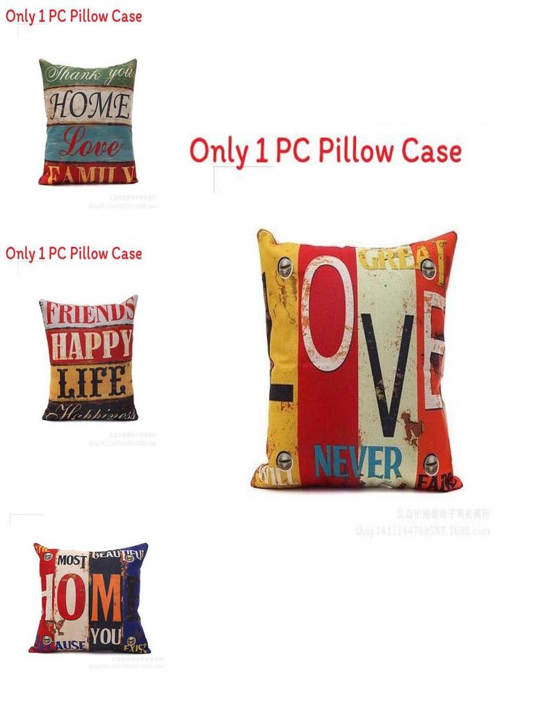 Премиальная наволочка квадратная хлопковая с принтом ретро-букв меланж для вневременной элегантности