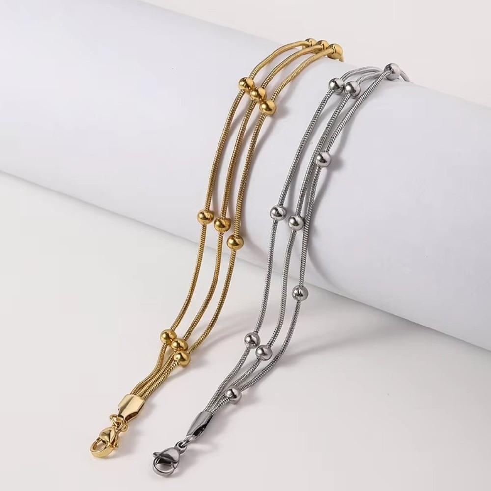 Gold Silver Color Wrap Beaded Bracelets Round Beads Party Jewelry Elegant Wrist Chain Women