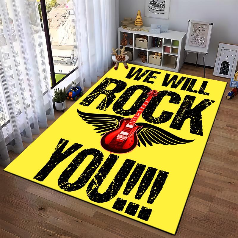 We Will Rock You Guitar Wing Design Rug Non-slip rug suitable for living room and bedroom sofas