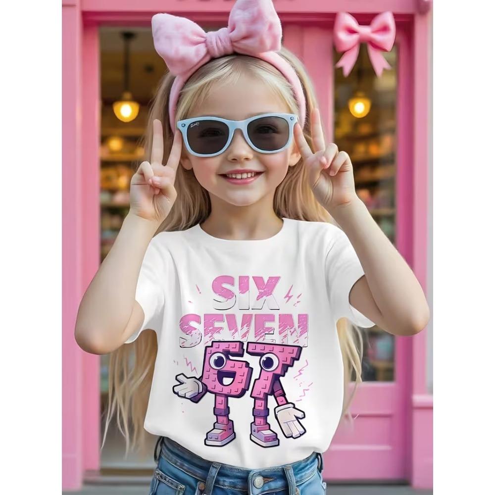 Women's T-shirt Summer Casual Fashion Women's Clothing 67 Six Seven Cute Print Trendy Women's Short Sleeve Tees Tops
