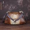 Cowhide Tote Large Capacity Crocodile Print Shoulder Straddle Vintage Tote Bag