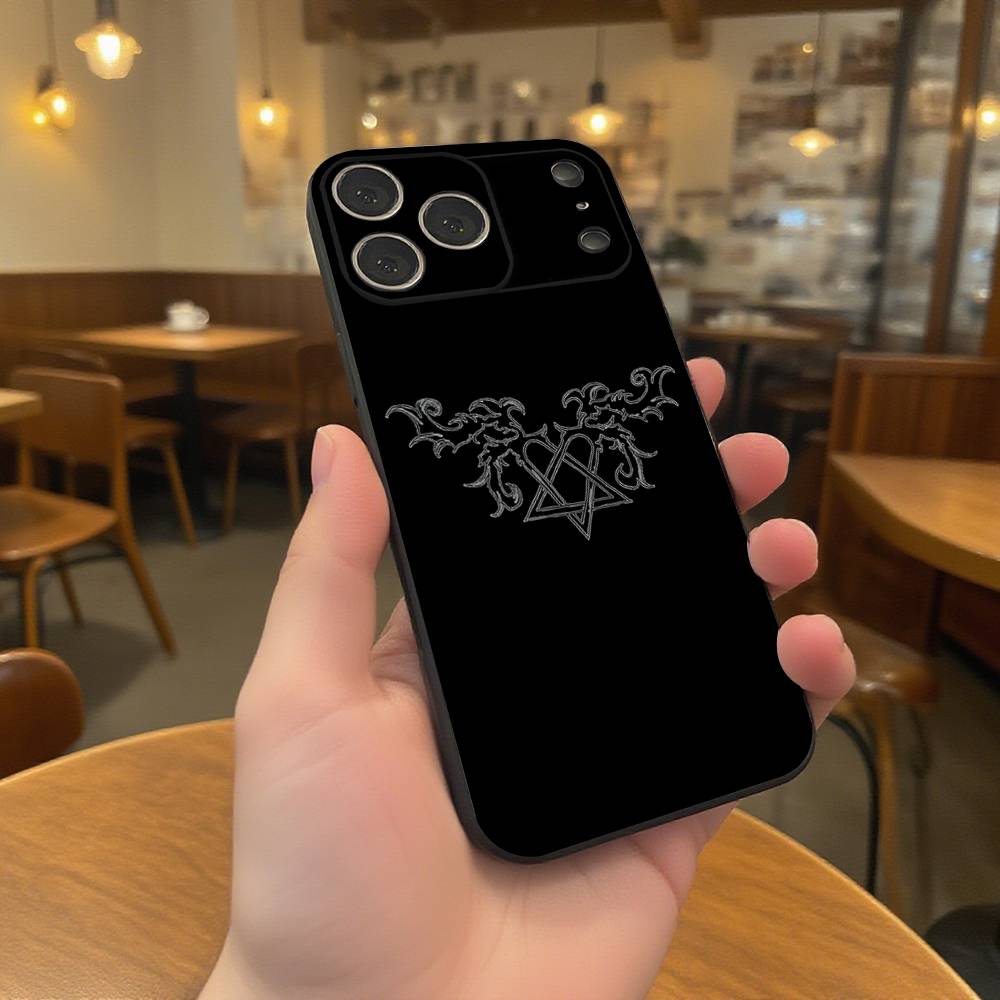 Его Изящный Чехол-Сердечко для iPhone 17,16,15,14,13,12,11,Pro,XS,Max,XR,Plus,E,SE4,Mini Черный Мягкий Чехол