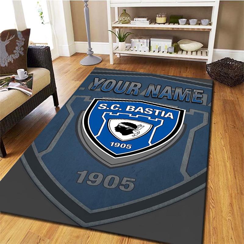 Bastia Crest Blue Custom Name Carpet Rug For Living Room Bedroom Home Sofa Decoration Kids Play Nonslip Floor Mat