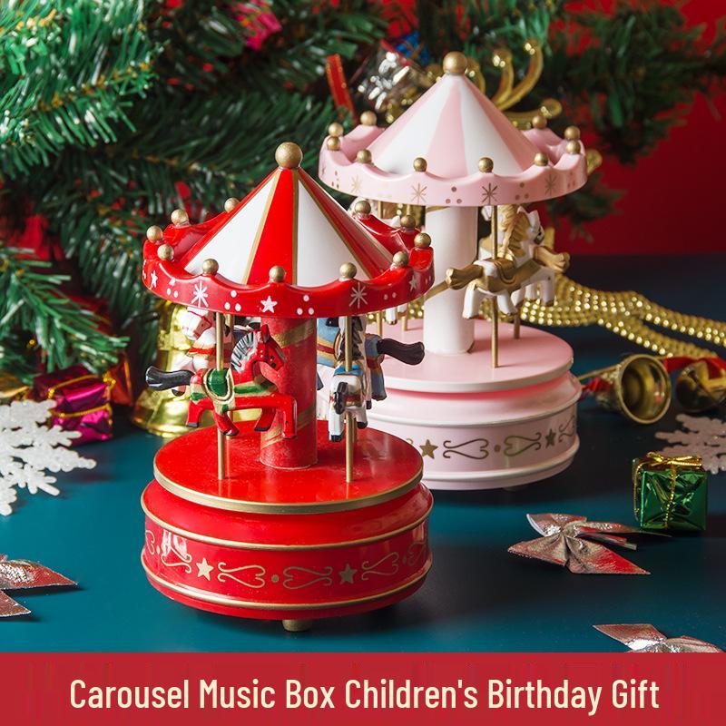 Деревянная музыкальная шкатулка-карусель - Рождественский и подарок на день рождения для детей, креативное украшение для дома