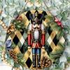 Vintage Nutcracker festive botanical Round Wooden Hanging Plaque home wall decor Xmas front door ornament holiday party sign gift