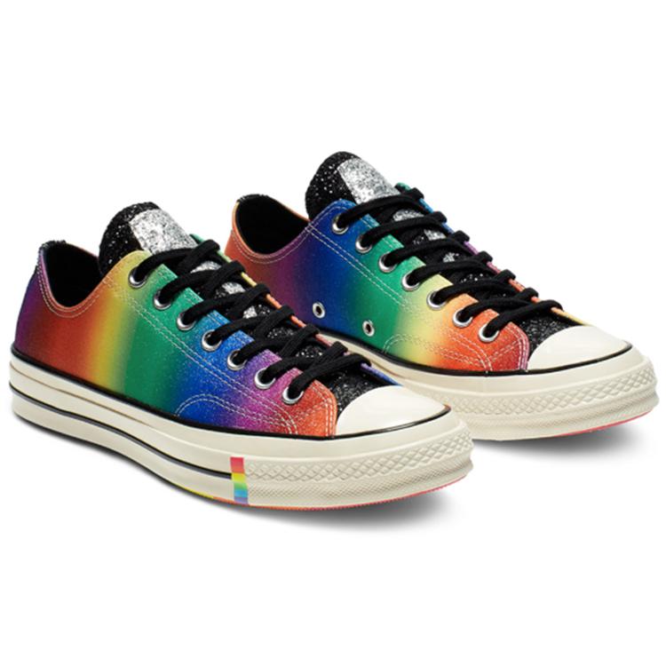 Converse Chuck 70 Low 'Pride Shimmering Rainbow' (Unisex) Black / Egret / Multi Canvas Shoes 165714C