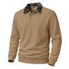 Mens Casual Fleece Lined Polo Sweatshirt Color Block Button Collar