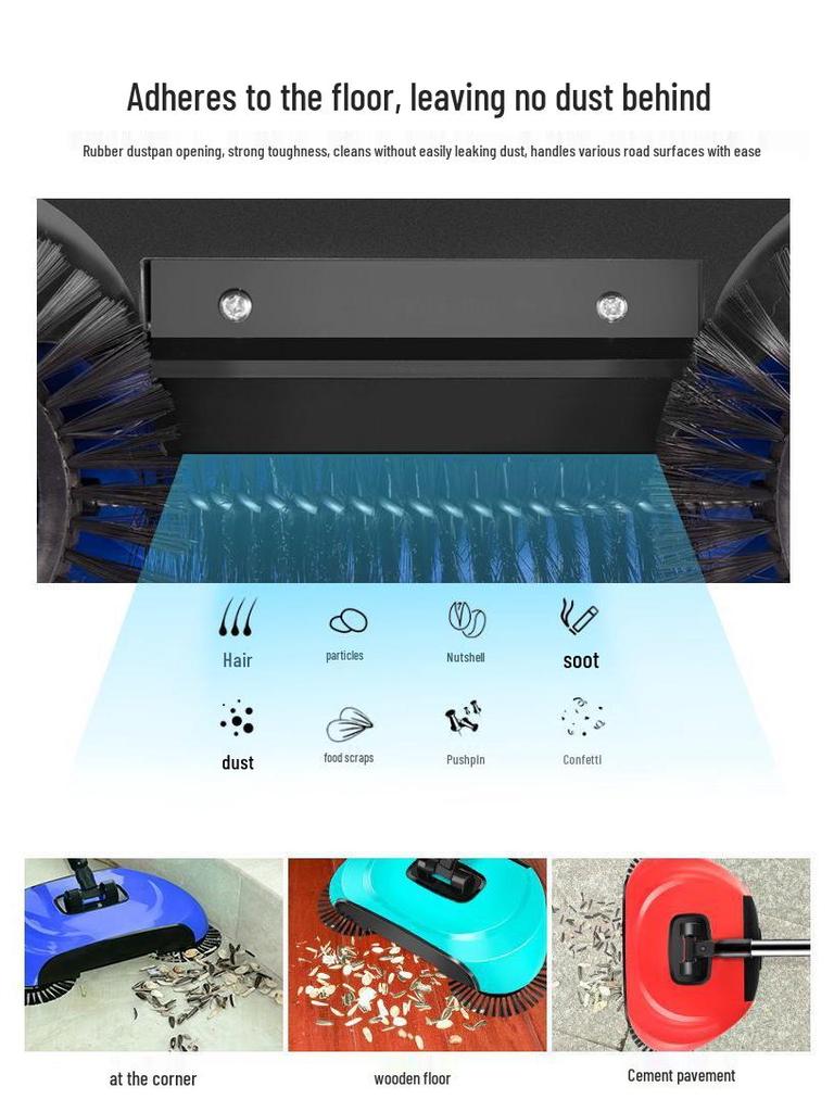 Push Sweeper: Lazy Mop & Vacuum Broom in Red, Blue, Purple