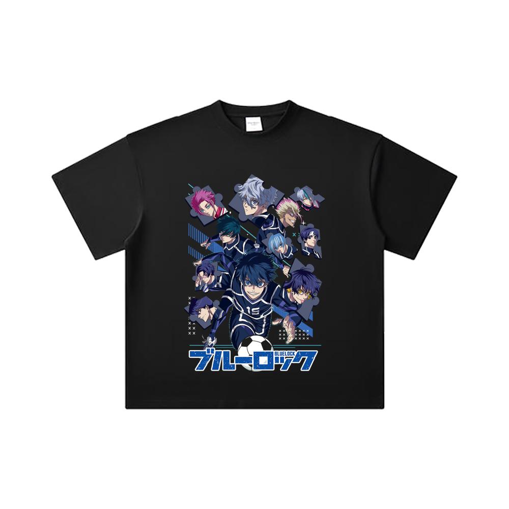 260 GSM Double Yarn 32 Count 100% Cotton Blue Lock V1 Print Unisex Heavy Cotton T Shirt