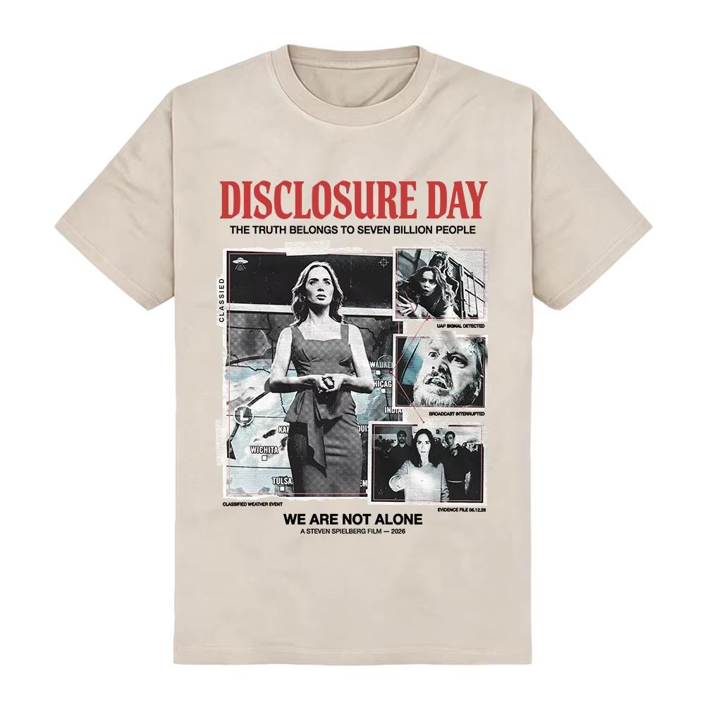 2026 Summer We Are Not Alone Print Tees Disclosure Day Film Design T-shirt Graphic Merch Cotton Short Sleeve Casual Clothing