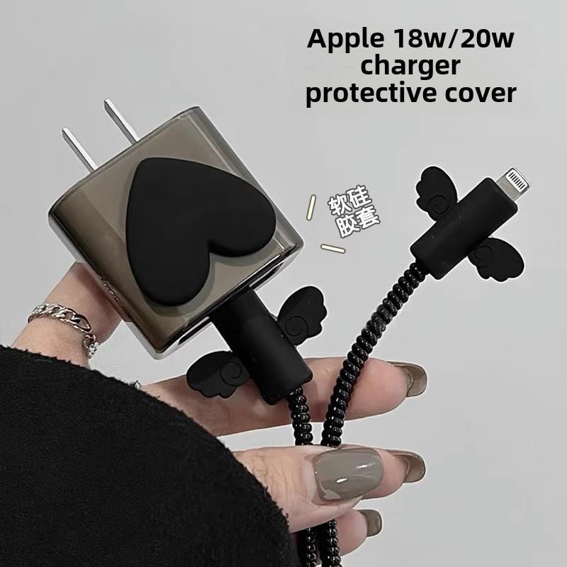Black Heart 20W Apple Data Cable Protector для iPhone 14 Pro Max Fast Charger