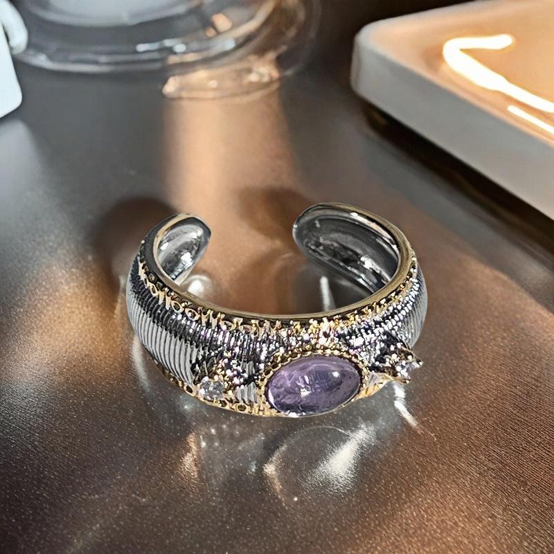Heavy Industry Lucky Copper Coin Open Ring Women'S Transshipment Niche Design Light Luxury Full Diamond Snake Super Flash High Sense Ring