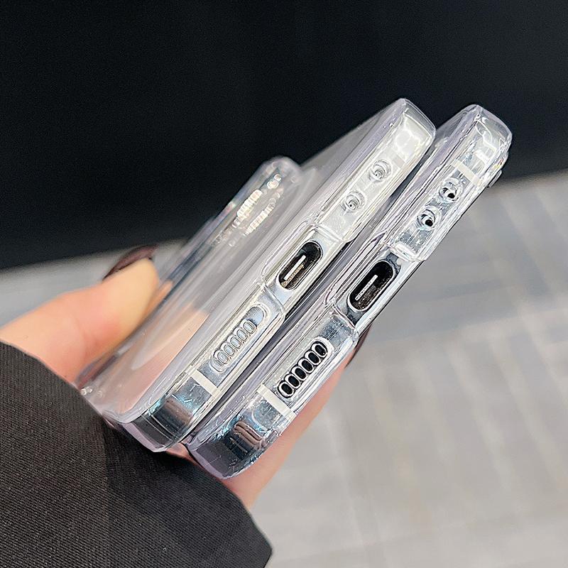 3шт складной противоударный чехол для Samsung Z Flip6 Flip5 Flip4 для Magsafe магнитный красивый цветочный узор прозрачный жесткий тонкий чехол для ПК