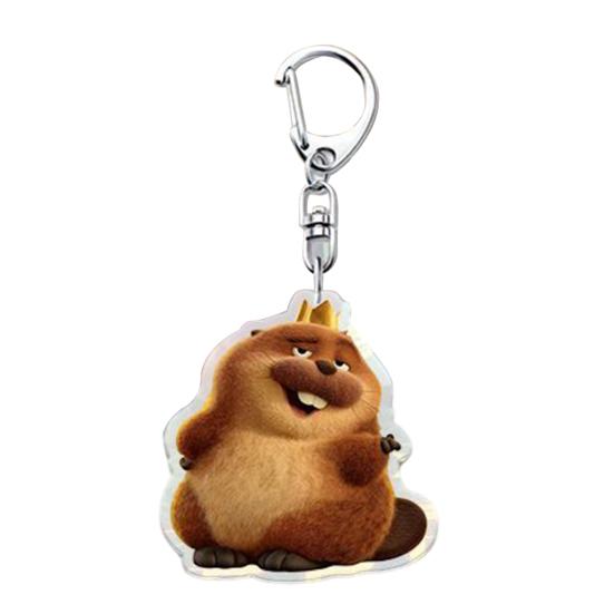 1/6Pcs Keychain Transparent Acrylic Finish Lightweight Keychain Cartoon Beaver Design Expressive Character Key Holder Bags Phone