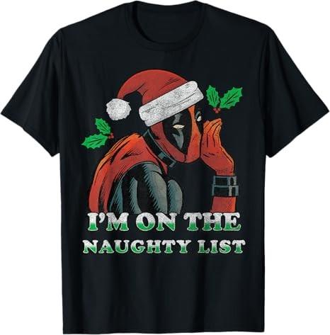Deadpool Santa Secret Naughty List Christmas TShirt Unisex