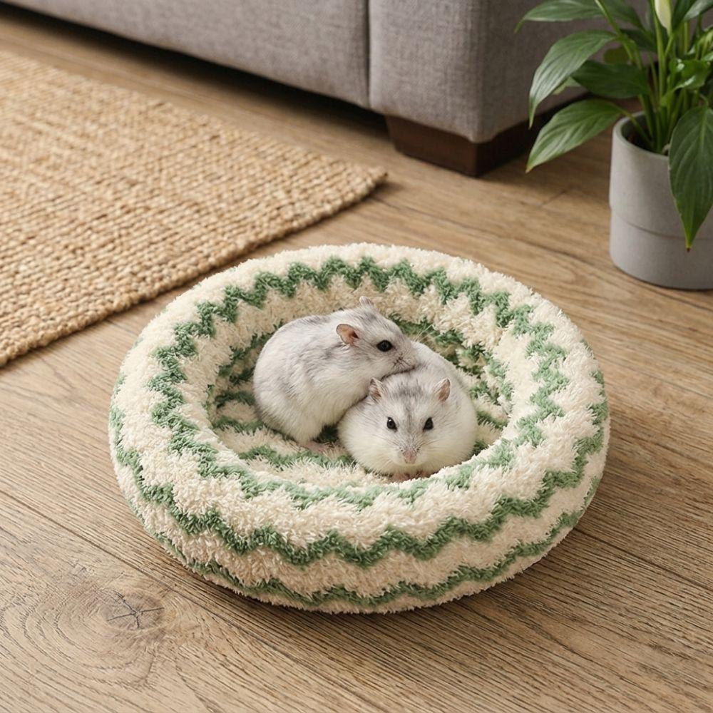Thickened Fabric Hamster Round Plush Bed Soft Touch Guinea Pig Plush Cushion Home Decor